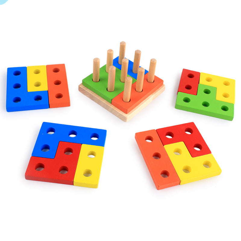 15-Teiliges Montessori Holz Sortier Steckspielzeug