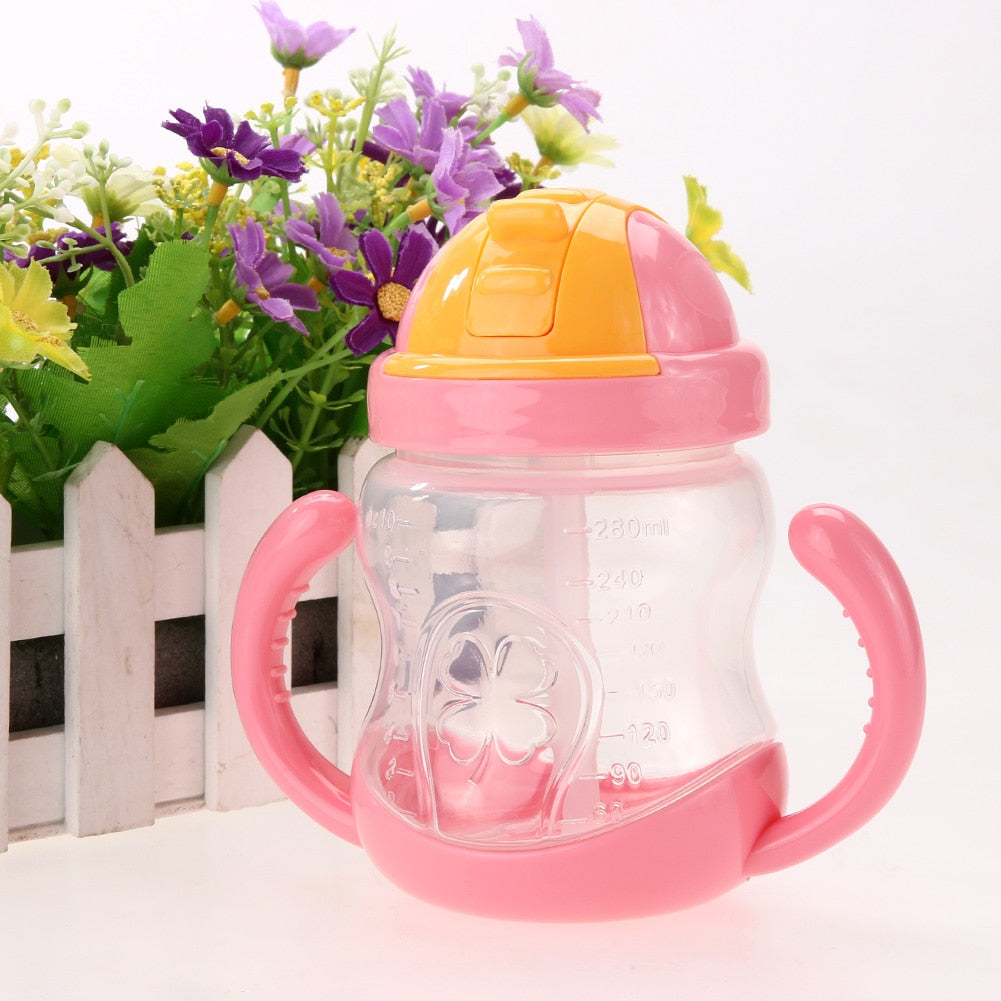 Strohhalm Flasche Trainingsbecher mit Griff 280ml
