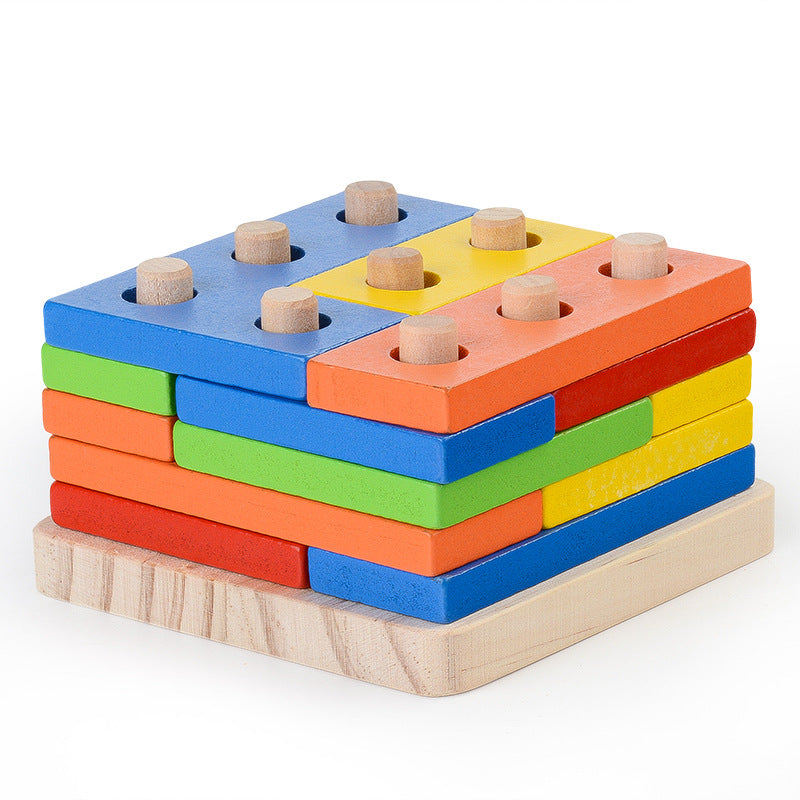 15-Teiliges Montessori Holz Sortier Steckspielzeug