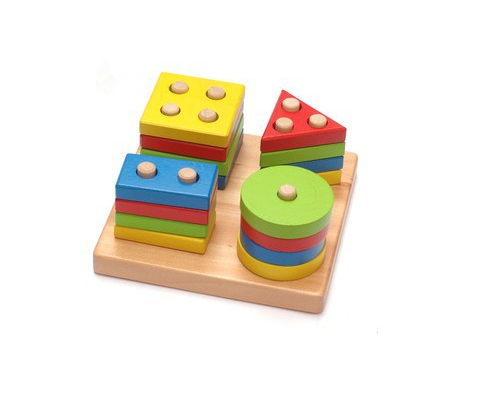 Geometrisches Stapel Steckspiel aus Holz Farben und Formen Sortierspiel